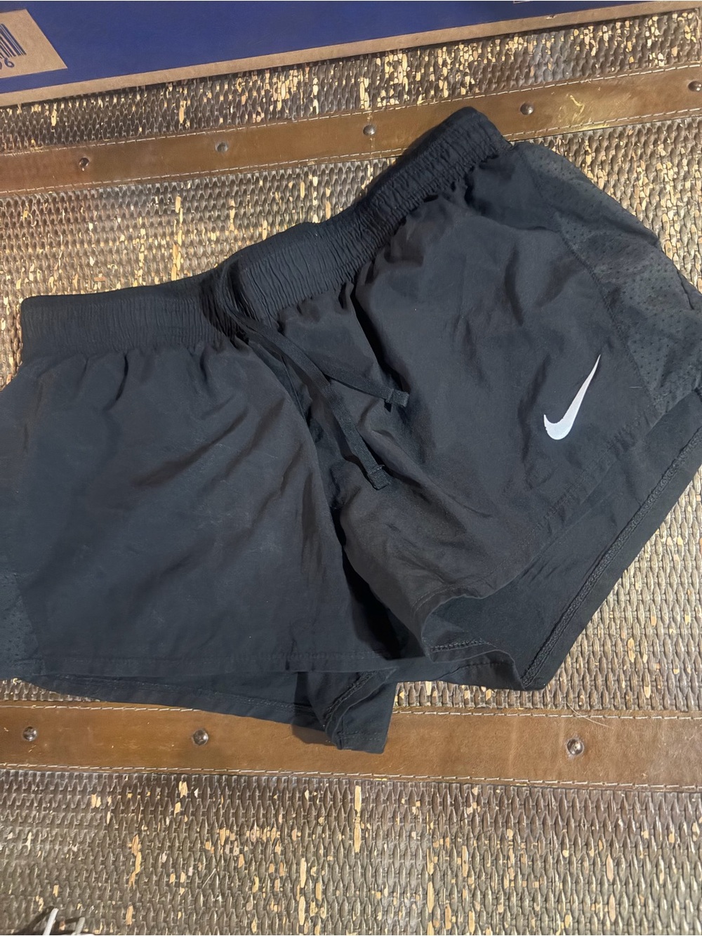 Nike Black Athletic Running Shorts with White Swoosh